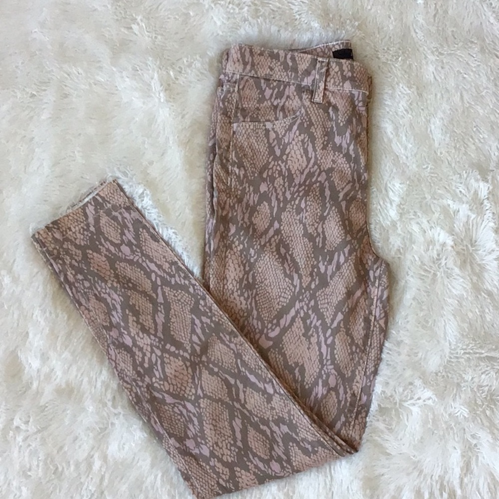 J Brand Alana snakeskin print crop skinny jeans.